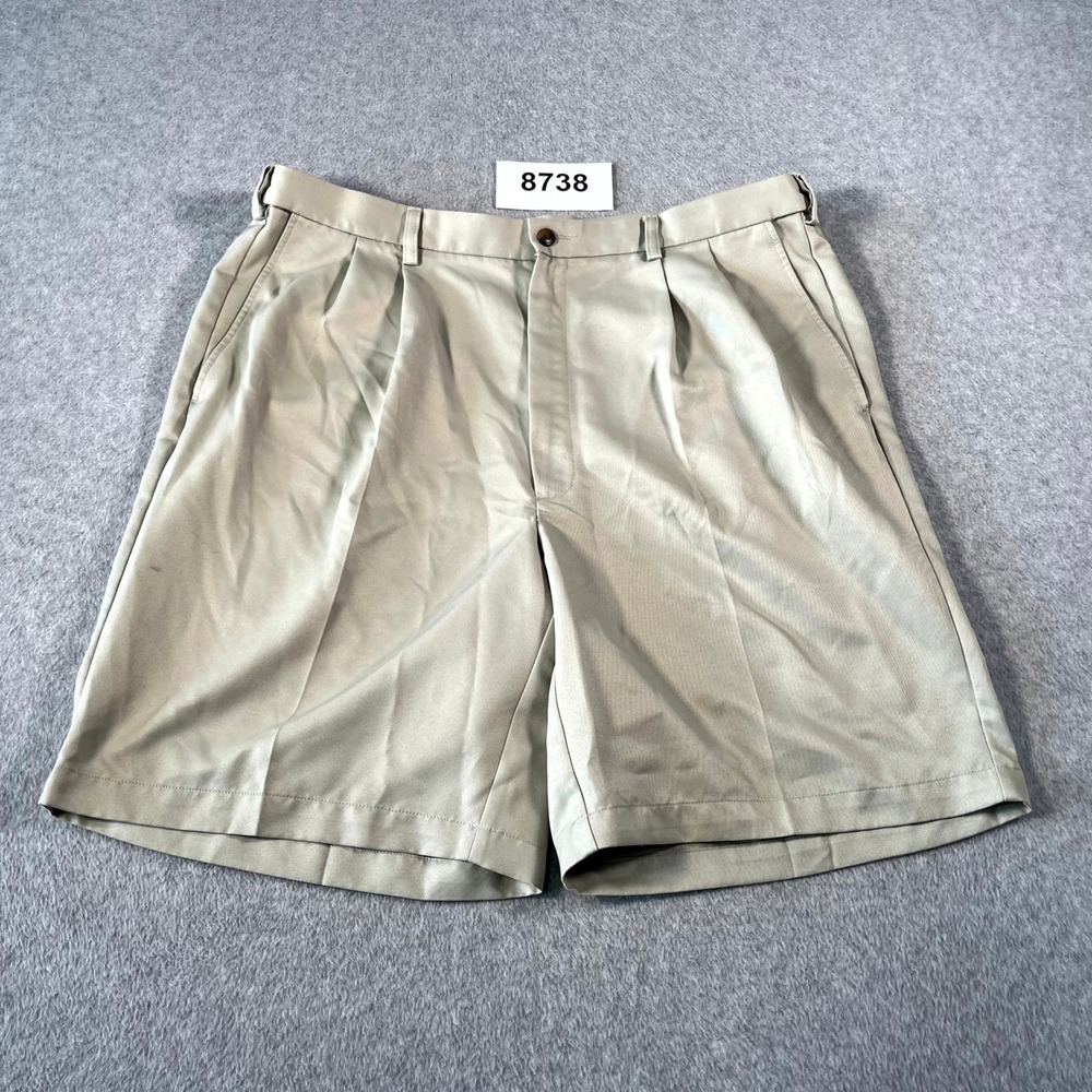 Haggar Chino Shorts Mens 40 Gray Pleated Front Casual Outdoor Streetwear